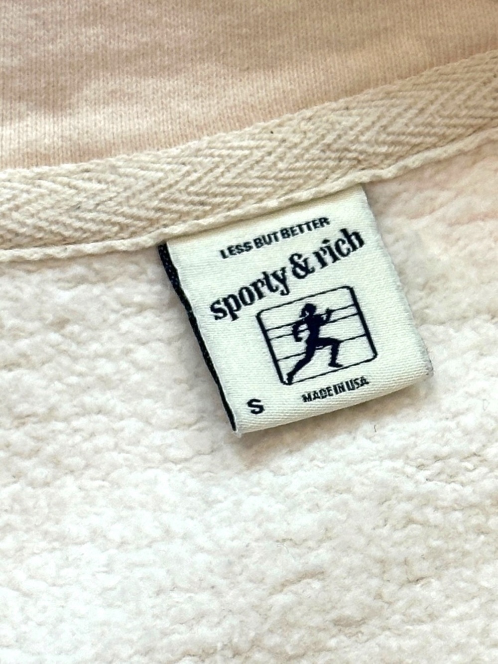 Sporty & Rich Exercise Often 1/2 Zip Sweatshirt Cream/Burgundy Small $190 - Picture 5 of 8